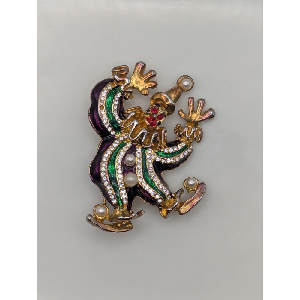 Unbranded Clown Brooch Womens OS Multi Enamel Rhinestone Jester Circus Pin